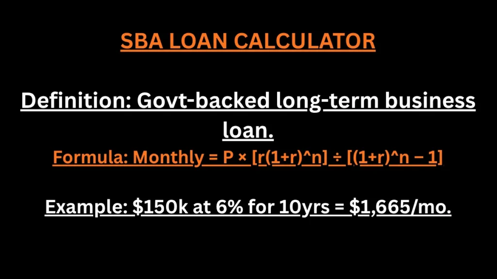 SBA loan calculator for small business monthly payments